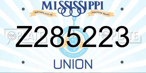 Z285223 Mississippi License Plate
