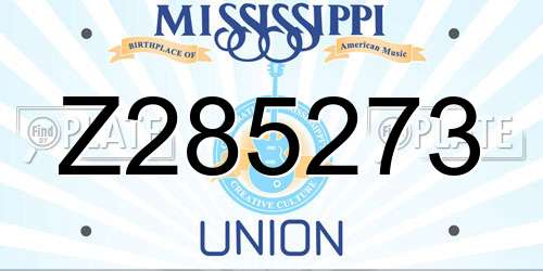 Z285273 Mississippi License Plate