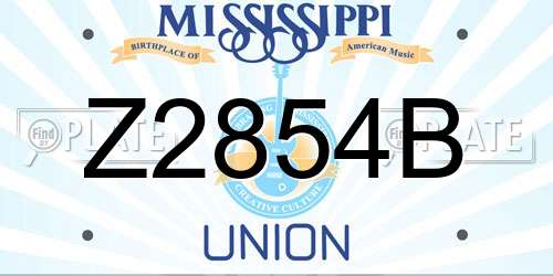 Z2854B Mississippi License Plate