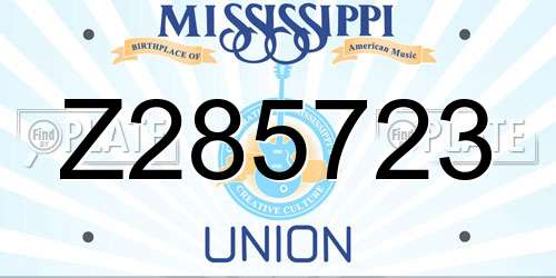 Z285723 Mississippi License Plate