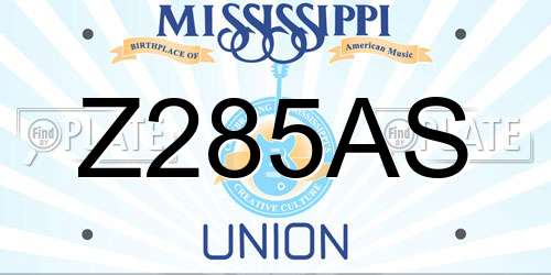 Z285AS Mississippi License Plate