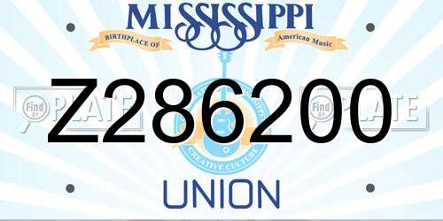 Z286200 Mississippi License Plate