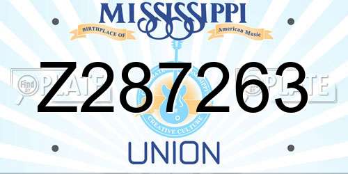 Z287263 Mississippi License Plate