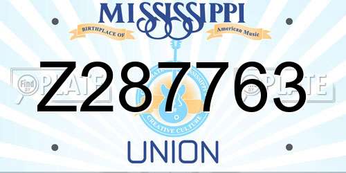 Z287763 Mississippi License Plate