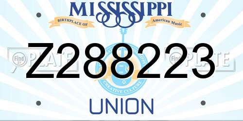 Z288223 Mississippi License Plate
