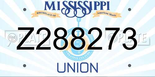 Z288273 Mississippi License Plate