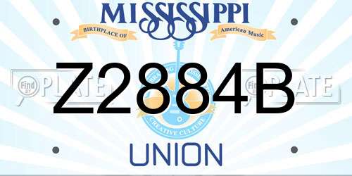 Z2884B Mississippi License Plate