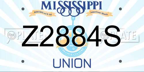 Z2884S Mississippi License Plate