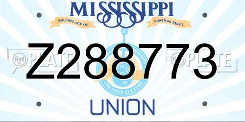Z288773 Mississippi License Plate
