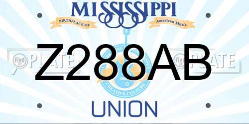Z288AB Mississippi License Plate