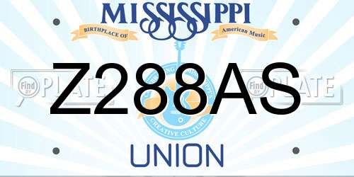 Z288AS Mississippi License Plate