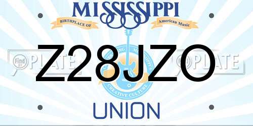 Z28JZO Mississippi License Plate