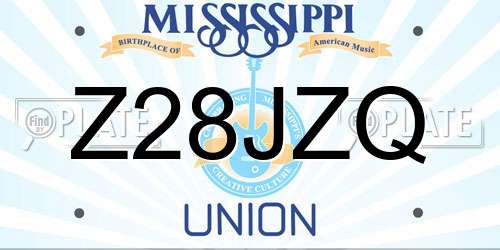 Z28JZQ Mississippi License Plate