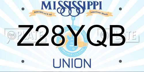 Z28YQB Mississippi License Plate