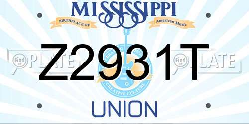 Z2931T Mississippi License Plate