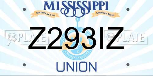 Z293IZ Mississippi License Plate
