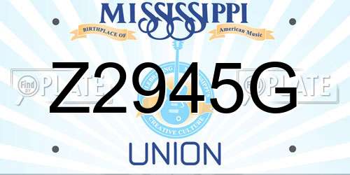 Z2945G Mississippi License Plate