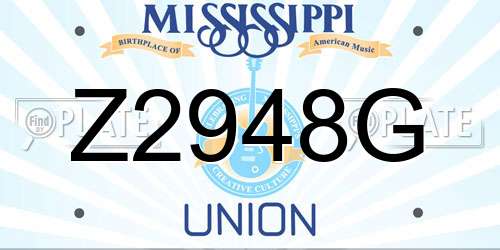 Z2948G Mississippi License Plate