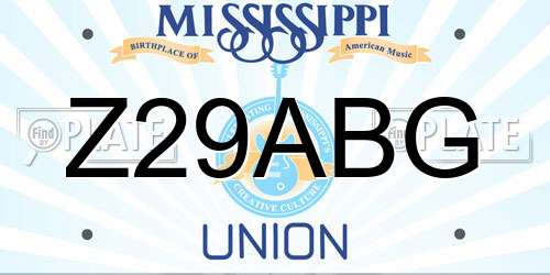 Z29ABG Mississippi License Plate