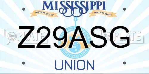 Z29ASG Mississippi License Plate