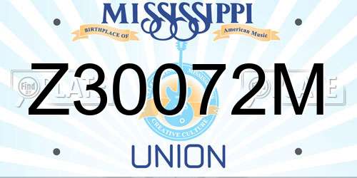 Z30072M Mississippi License Plate