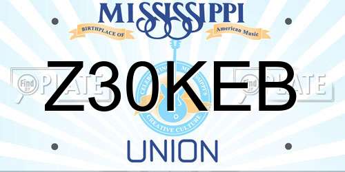 Z30KEB Mississippi License Plate