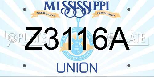 Z3116A Mississippi License Plate