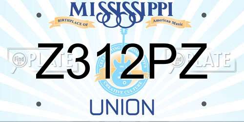 Z312PZ Mississippi License Plate