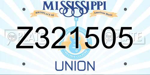 Z321505 Mississippi License Plate