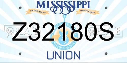 Z32180S Mississippi License Plate
