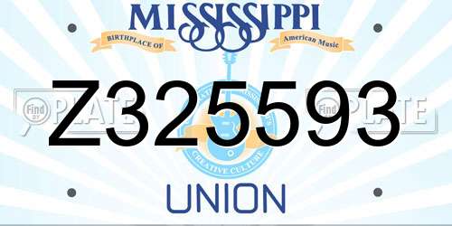 Z325593 Mississippi License Plate
