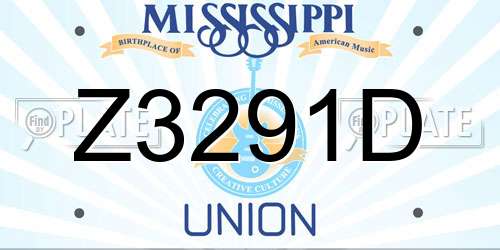 Z3291D Mississippi License Plate