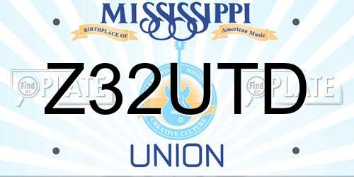 Z32UTD Mississippi License Plate