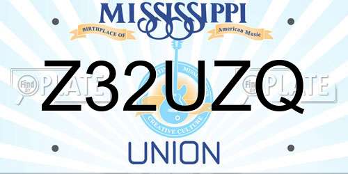 Z32UZQ Mississippi License Plate