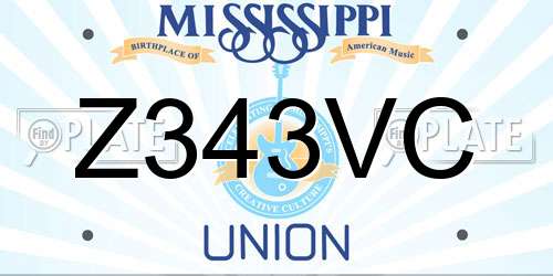 Z343VC Mississippi License Plate
