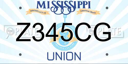 Z345CG Mississippi License Plate