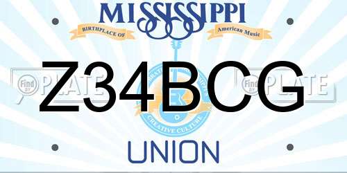Z34BCG Mississippi License Plate