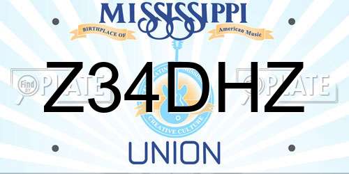 Z34DHZ Mississippi License Plate