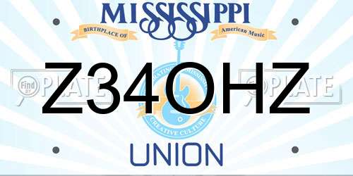 Z34OHZ Mississippi License Plate