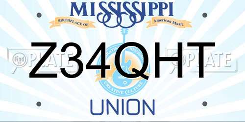 Z34QHT Mississippi License Plate