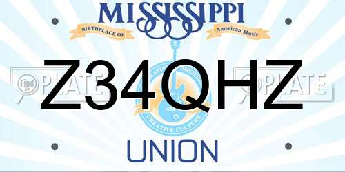 Z34QHZ Mississippi License Plate