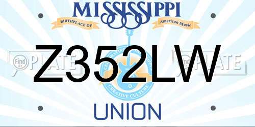 Z352LW Mississippi License Plate