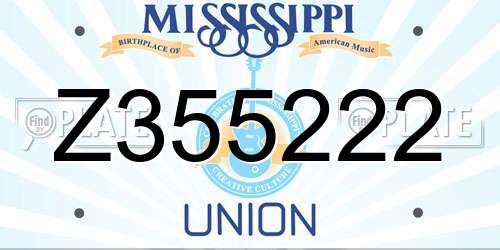 Z355222 Mississippi License Plate