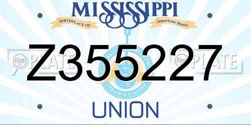 Z355227 Mississippi License Plate