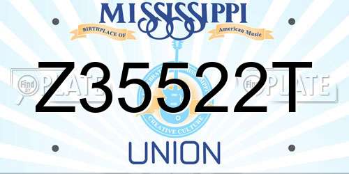 Z35522T Mississippi License Plate