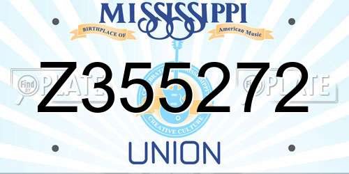 Z355272 Mississippi License Plate