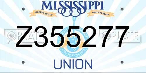 Z355277 Mississippi License Plate