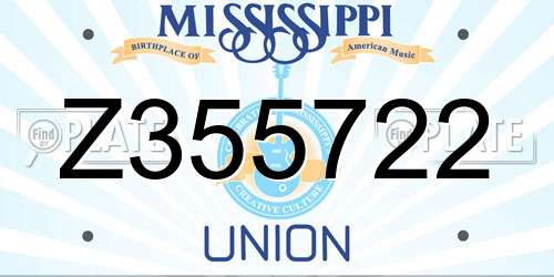 Z355722 Mississippi License Plate