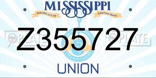 Z355727 Mississippi License Plate