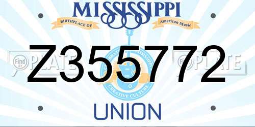 Z355772 Mississippi License Plate